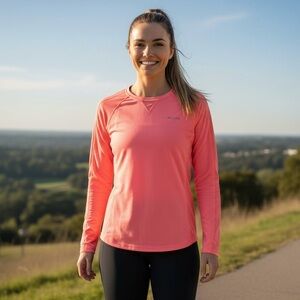 Columbia Maplegate Long Sleeve Athletic Top Mesh Panels | Coral Pink | Small